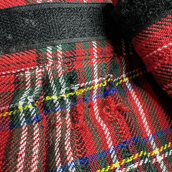 Y2K Hustler Red Plaid Pleated Micro Mini Skirt M/L Punk School Girl Sexy - Picture 6 of 11